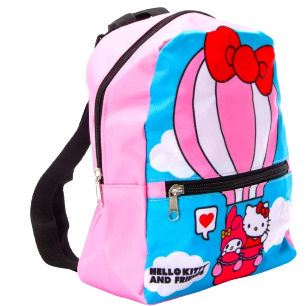 Pink blue red Hello Kitty and friends backpack hot air balloon zippered bag